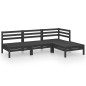 vidaXL Juego de muebles de jardín 4 pzas madera de pino maciza negro vidaXL Juego de muebles de jardín 4 pzas madera de pino maciza negro