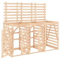 vidaXL Cobertizo triple para cubos de basura madera maciza de pino