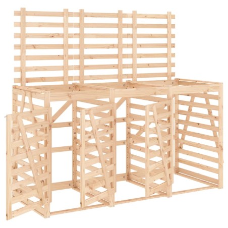 vidaXL Cobertizo triple para cubos de basura madera maciza de pino