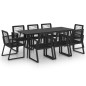 vidaXL Juego de comedor para jardín 9 piezas ratán PVC negro vidaXL Juego de comedor para jardín 9 piezas ratán PVC negro