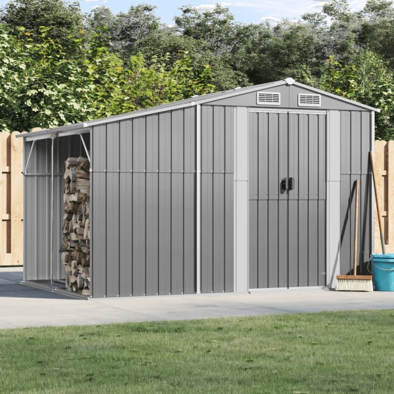 vidaXL Cobertizo de jardín acero galvanizado gris 277x192,5x179 cm vidaXL Cobertizo de jardín acero galvanizado gris 277x192,5x179 cm