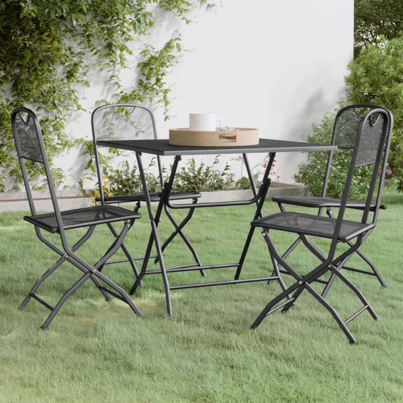 vidaXL Set de comedor de jardín 5 pzas malla metal expandido antracita vidaXL Set de comedor de jardín 5 pzas malla metal expandido antracita
