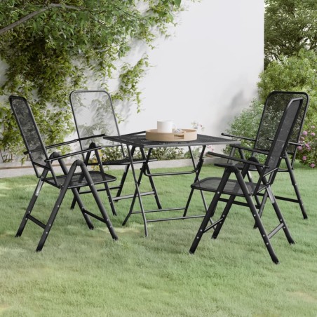 vidaXL Set de comedor de jardín 3 pzas malla metal expandido antracita