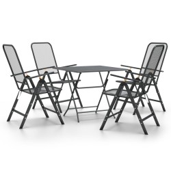 vidaXL Set de comedor de jardín 3 pzas malla metal expandido antracita