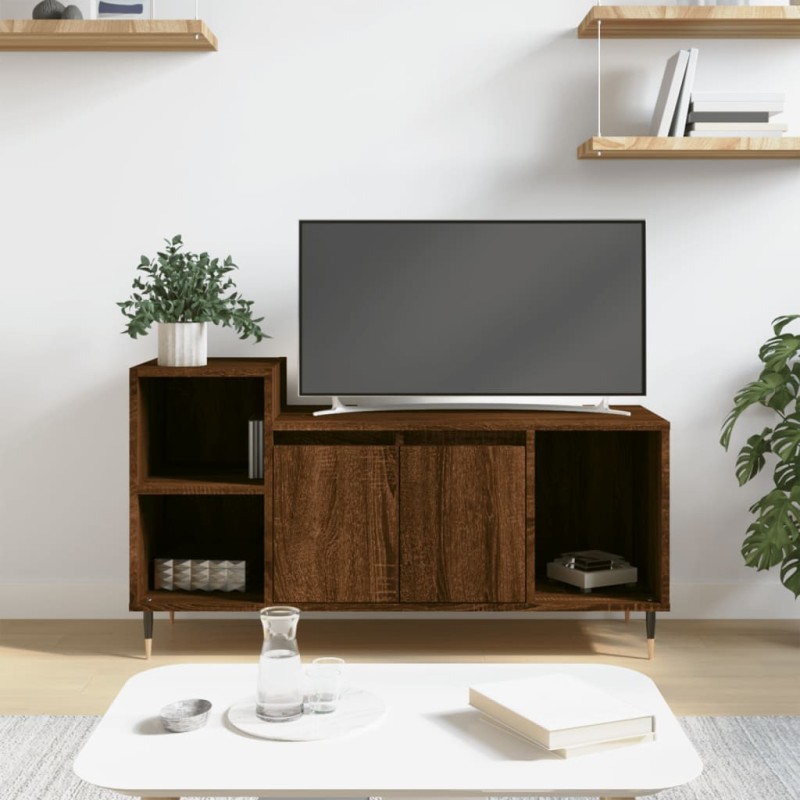 vidaXL Mueble para TV madera contrachapada marrón roble 100x35x55 cm