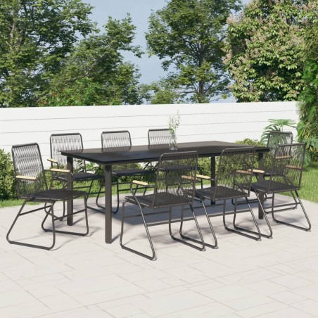 vidaXL Juego de comedor de jardín 9 piezas ratán PVC negro
