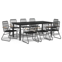vidaXL Juego de comedor de jardín 9 piezas ratán PVC negro