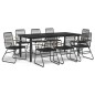 vidaXL Juego de comedor de jardín 9 piezas ratán PVC negro vidaXL Juego de comedor de jardín 9 piezas ratán PVC negro