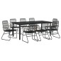 vidaXL Juego de comedor de jardín 9 piezas ratán PVC negro vidaXL Juego de comedor de jardín 9 piezas ratán PVC negro