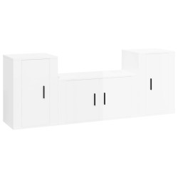 vidaXL Set de muebles de TV 3 pzas madera contrachapada blanco brillo