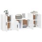vidaXL Set de muebles de TV 3 pzas madera contrachapada blanco brillo