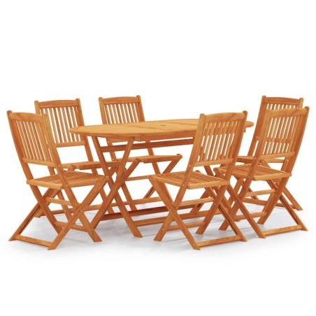 vidaXL Set de comedor de jardín plegable 7 pzas madera eucalipto