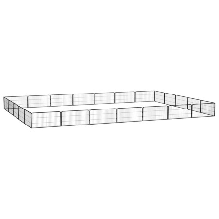 vidaXL Jaula perros 24 paneles acero recubierto polvo negro 100x50 cm