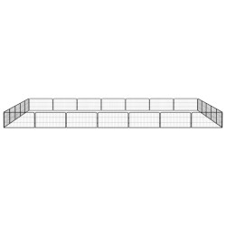 vidaXL Jaula perros 24 paneles acero recubierto polvo negro 100x50 cm