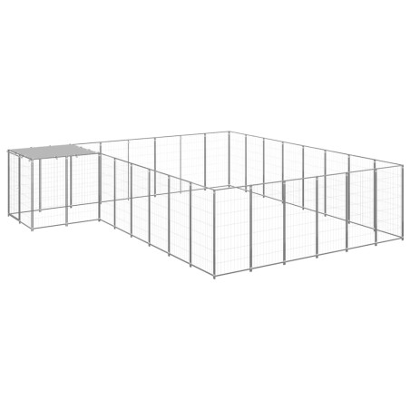 vidaXL Perrera plateada 15,73 m² acero  