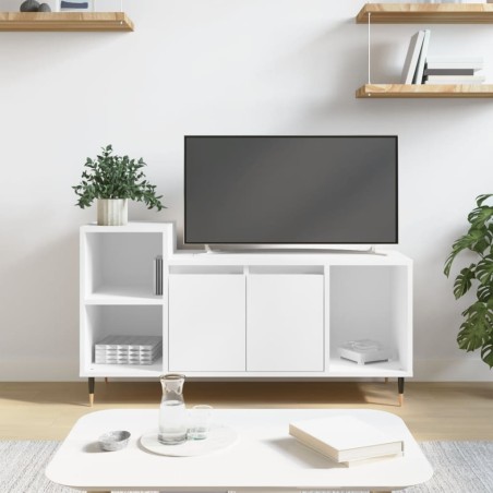 vidaXL Mueble para TV madera contrachapada blanco 100x35x55 cm