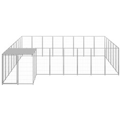 vidaXL Perrera plateada 15,73 m² acero  