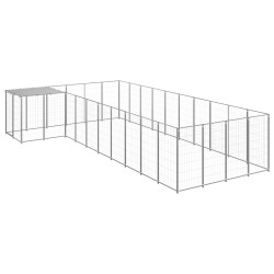 vidaXL Perrera plateada 13,31 m² acero  