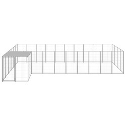 vidaXL Perrera plateada 13,31 m² acero  