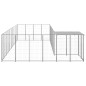 vidaXL Perrera plateada 13,31 m² acero  