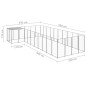 vidaXL Perrera plateada 13,31 m² acero  