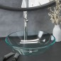 vidaXL Lavabo con grifo y tapón pulsador cristal templado transparente vidaXL Lavabo con grifo y tapón pulsador cristal templado transparente