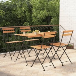vidaXL Muebles cafetería plegables 5 pzas madera maciza acacia y acero