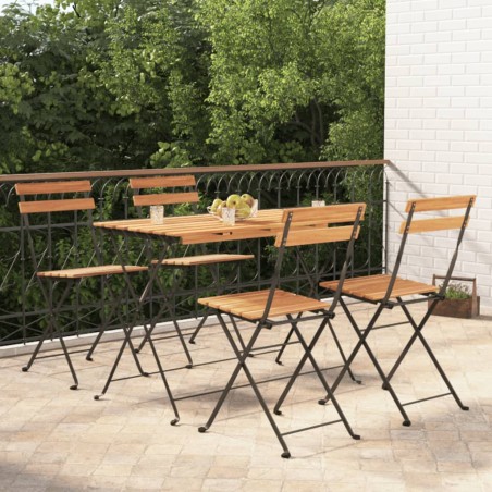vidaXL Muebles cafetería plegables 5 pzas madera maciza acacia y acero