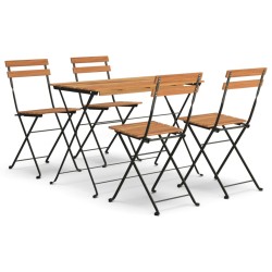 vidaXL Muebles cafetería plegables 5 pzas madera maciza acacia y acero