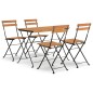 vidaXL Muebles cafetería plegables 5 pzas madera maciza acacia y acero vidaXL Muebles cafetería plegables 5 pzas madera maciza acacia y acero