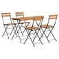 vidaXL Muebles cafetería plegables 5 pzas madera maciza acacia y acero vidaXL Muebles cafetería plegables 5 pzas madera maciza acacia y acero