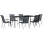 vidaXL Juego de comedor para jardín 7 piezas acero y textilene negro vidaXL Juego de comedor para jardín 7 piezas acero y textilene negro