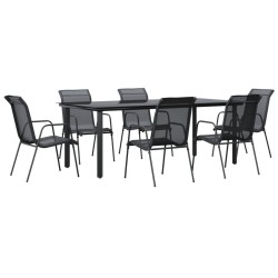 vidaXL Juego de comedor para jardín 7 piezas acero y textilene negro