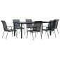 vidaXL Juego de comedor para jardín 7 piezas acero y textilene negro vidaXL Juego de comedor para jardín 7 piezas acero y textilene negro