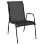 vidaXL Juego de comedor para jardín 7 piezas acero y textilene negro vidaXL Juego de comedor para jardín 7 piezas acero y textilene negro