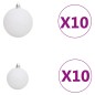 vidaXL Árbol de Navidad helado con luces, bolas y piñas 210 cm vidaXL Árbol de Navidad helado con luces, bolas y piñas 210 cm