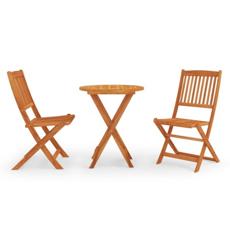 vidaXL Set de comedor de jardín plegable 3 pzas madera eucalipto