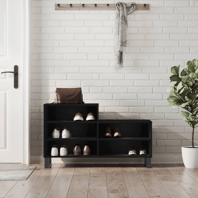 vidaXL Mueble zapatero madera contrachapada negro 102x36x60 cm vidaXL Mueble zapatero madera contrachapada negro 102x36x60 cm