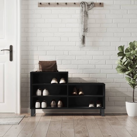vidaXL Mueble zapatero madera contrachapada negro 102x36x60 cm