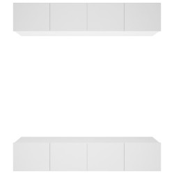 vidaXL Muebles para TV 4 uds madera contrachapada blanco 80x30x30 cm