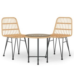vidaXL Juego de comedor de jardín 3 piezas ratán sintético