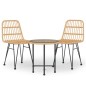 vidaXL Juego de comedor de jardín 3 piezas ratán sintético