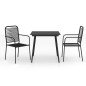 vidaXL Set de comedor de jardín 3 pzas cuerda de algodón y acero negro vidaXL Set de comedor de jardín 3 pzas cuerda de algodón y acero negro