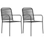 vidaXL Set de comedor de jardín 3 pzas cuerda de algodón y acero negro vidaXL Set de comedor de jardín 3 pzas cuerda de algodón y acero negro