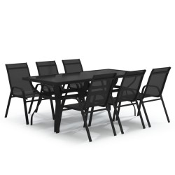vidaXL Juego de comedor para jardín 7 piezas negro