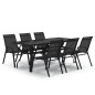 vidaXL Juego de comedor para jardín 7 piezas negro vidaXL Juego de comedor para jardín 7 piezas negro