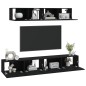 vidaXL Set de muebles para TV 4 piezas madera contrachapada negro