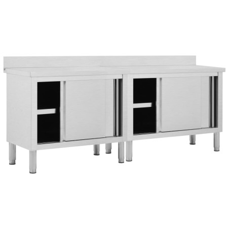 vidaXL Mesas trabajo puertas correderas 2 uds acero 200x50x(95-97)cm 
