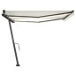 vidaXL Toldo retráctil manual con LED color crema 450x300 cm vidaXL Toldo retráctil manual con LED color crema 450x300 cm