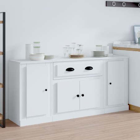 vidaXL Aparadores 3 piezas madera contrachapada blanco